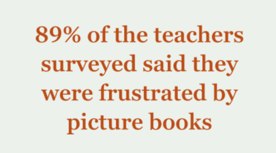 89% of the teachers surveyed said they were frustrated by picture books.