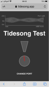 Homescreen for Tidesong Test App